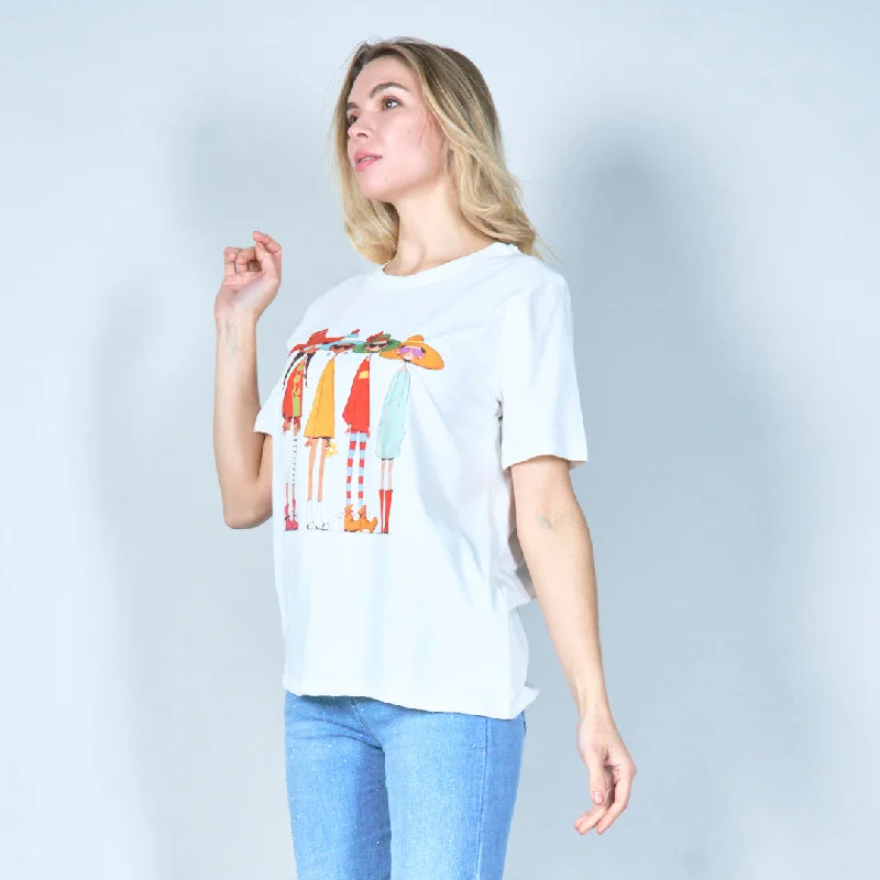 Stylish girl group graphic tee wholesale Casual Women's Japanese 
