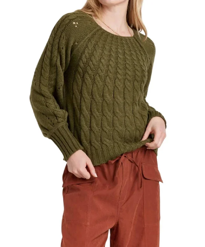Paulette Cable Knit Sweater In Vineyard Classic Women's Tweed