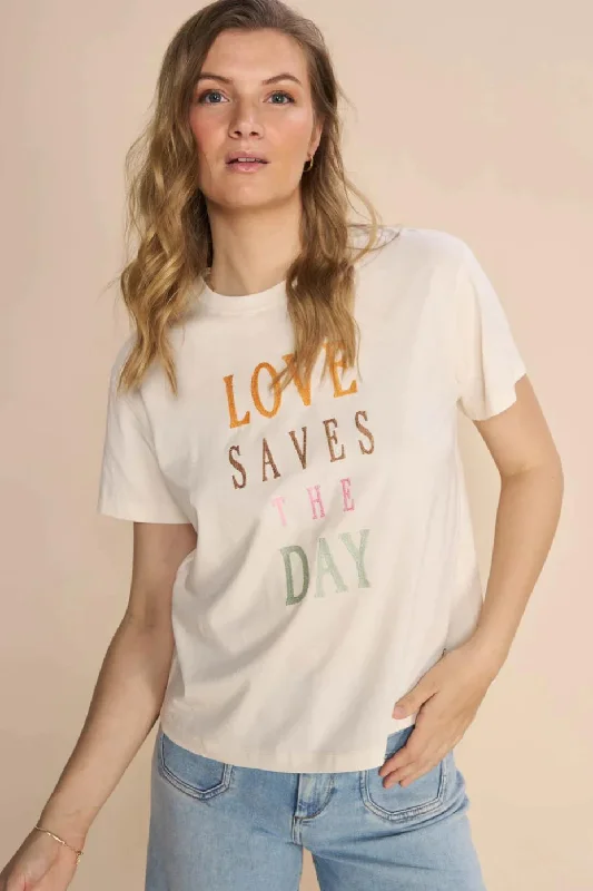 Mos Mosh Ecru Asa O-SS Colour Tee Stylish Women's Tropical 