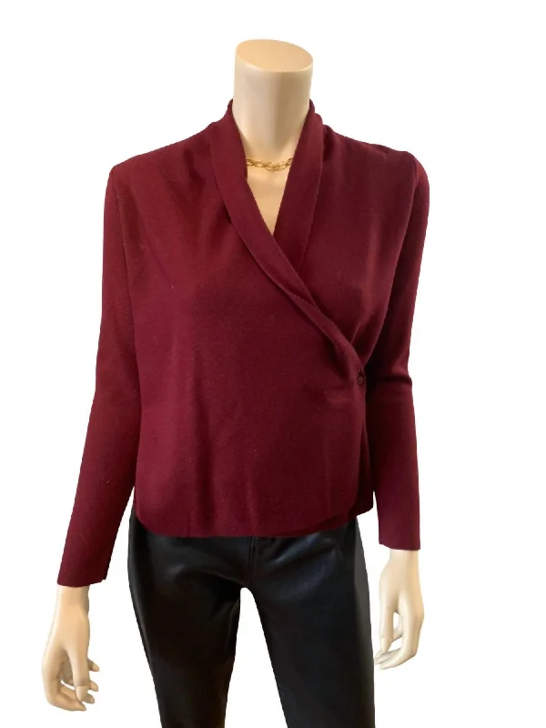 Women's Knit Sweater In Burgundy Trendy Women's Oversized
