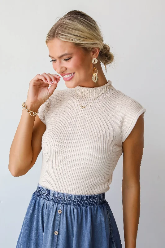 Seasonal Grace Beige Sweater Top performance