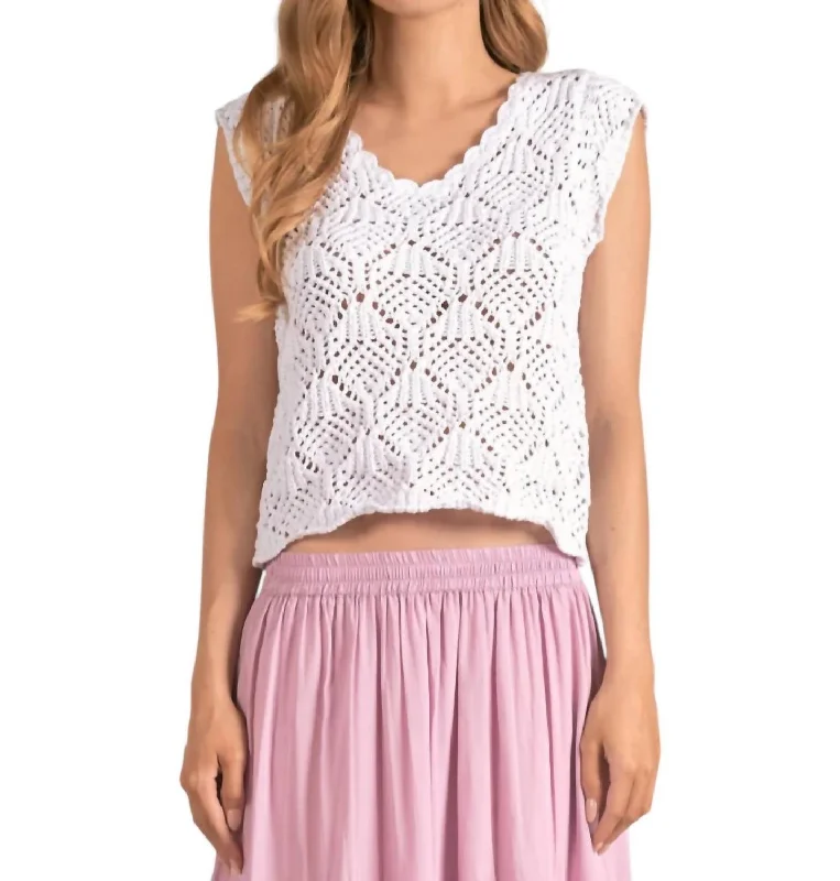 Cap Sleeve Sweater In White Hip Women's Urban