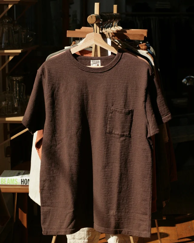 16oz Japanese Organic Cotton Pocket Tee Hand-Dyed with Chestnut - Dark Kuri Practical Women's Multi - 