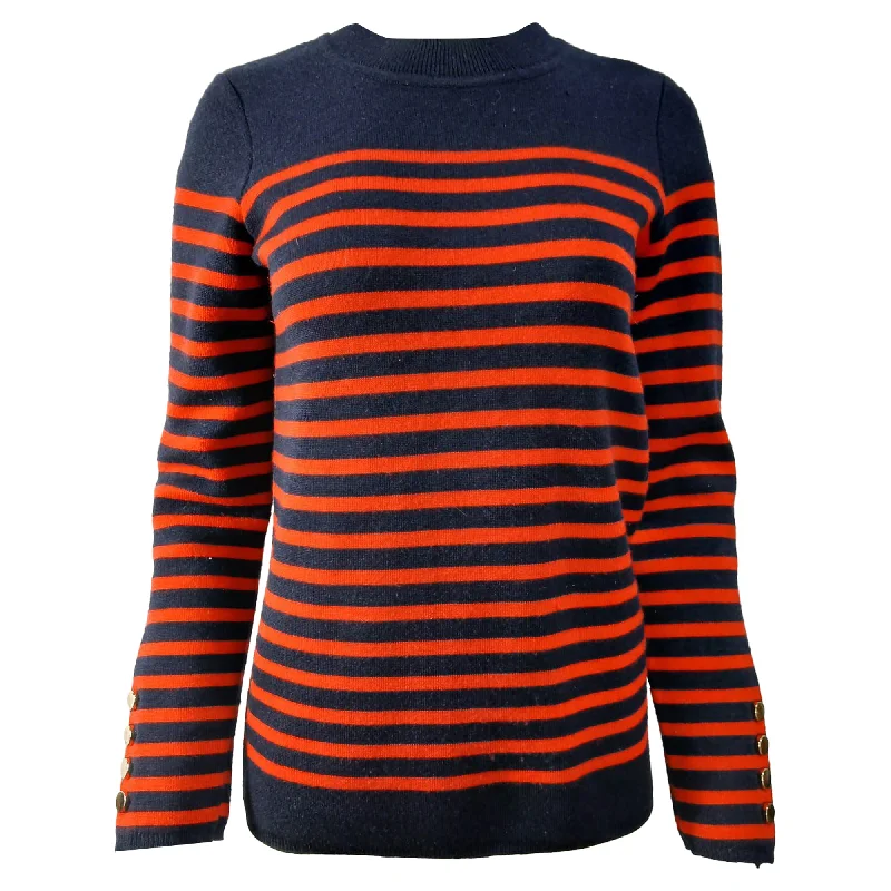 Sandro Smila Striped Sweater in Red Wool Traditional Women's Wool
