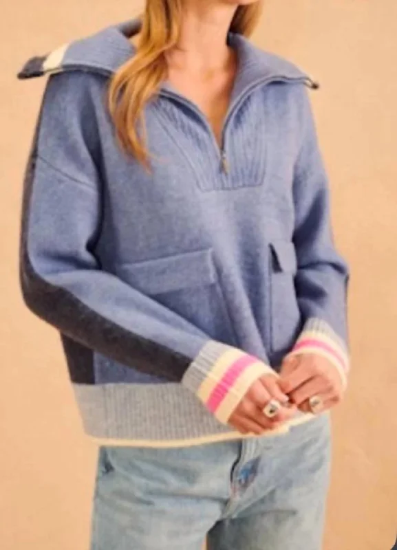 Kenny Half Zip Sweater In Varsity Melange Stylish Women's Neon