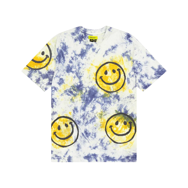 Smiley Sun Dye Tshirt Yellow Blue Tie-dye Bohemian Women's Free