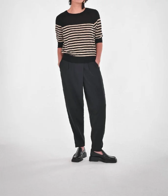 Esme Striped Pullover Sweater In Black Traditional Women's Wool