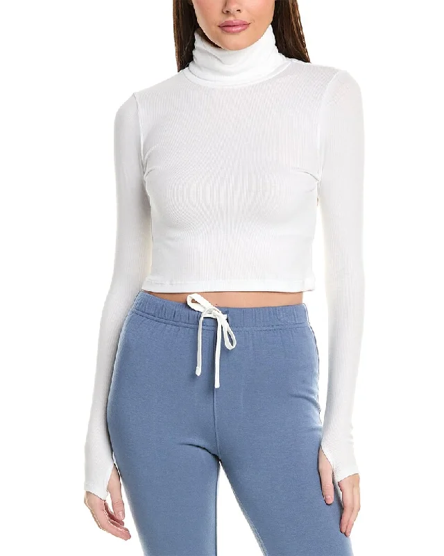 Splits59 Jackson Rib Cropped Turtleneck Top Unique Women's Upcycled