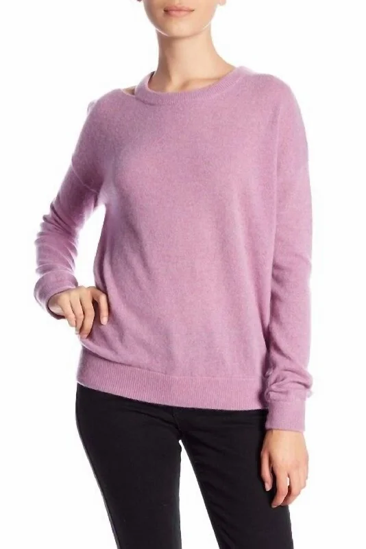 Cut It Out Cashmere Long Sleeve Sweater In Orchid Pink Sporty Women's Tennis