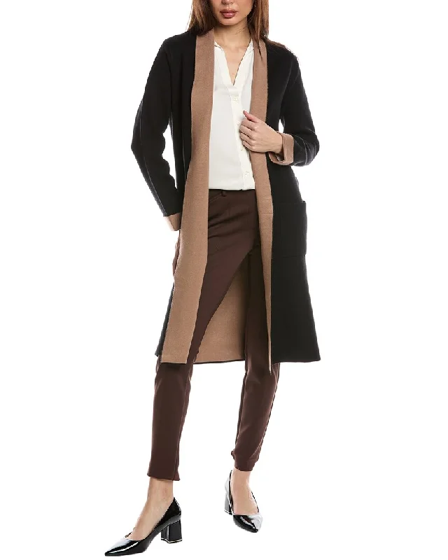 T Tahari Shawl Collar Double Knit Cardigan Artistic Women's Hand - painted