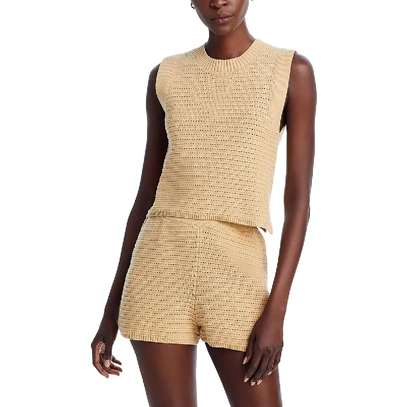 Womens Crewneck Sleeveless Tank Top Sweater Stylish Women's Tropical 