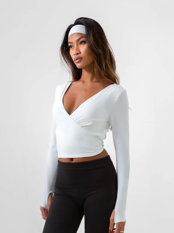 Reform Wrap Top - White Classic Women's Pin - striped