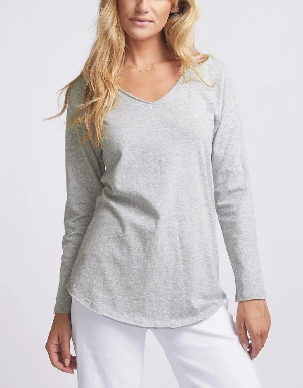 Original V-Neck Long Sleeve T-Shirt - Snow Grey Compression