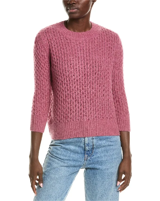 QUINN Honeycomb Cashmere Sweater Cozy Women's Sherpa - lined