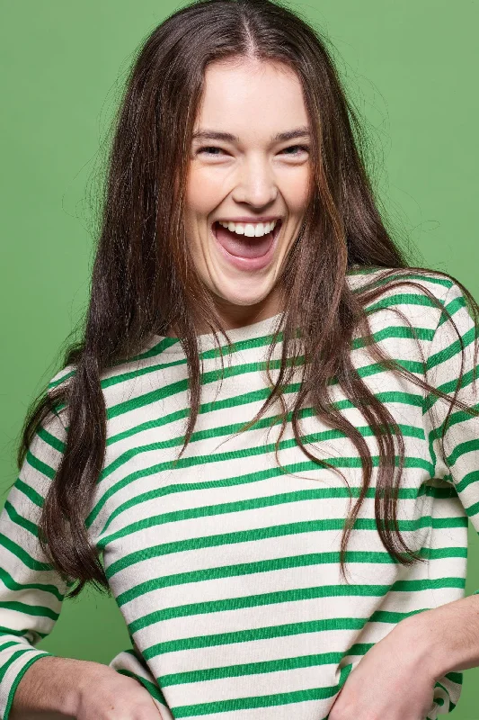 Women's Breton - Ecru/Green Artistic Women's Hand - painted