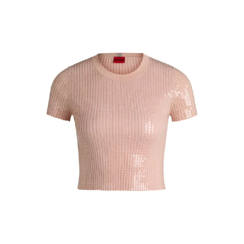 Ribbed sweater with transparent sequins in slim fit Classic Women's Tweed