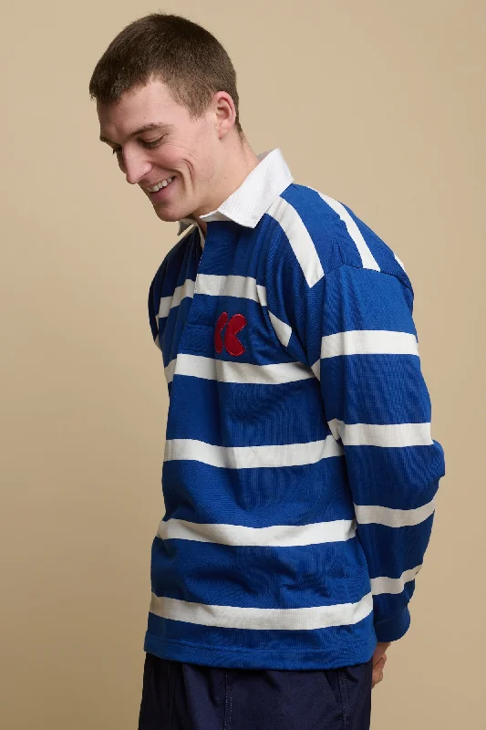 Stripe Logo Rugby Shirt - Blue/White/Red Polished Women's Silk