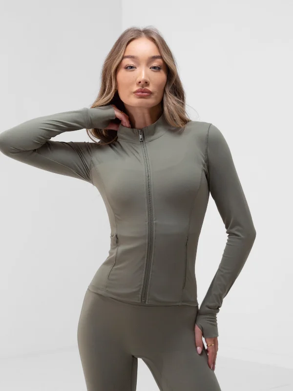 Apex Pro Full Zip Jacket - Safari Green Sophisticated Women's Tailored