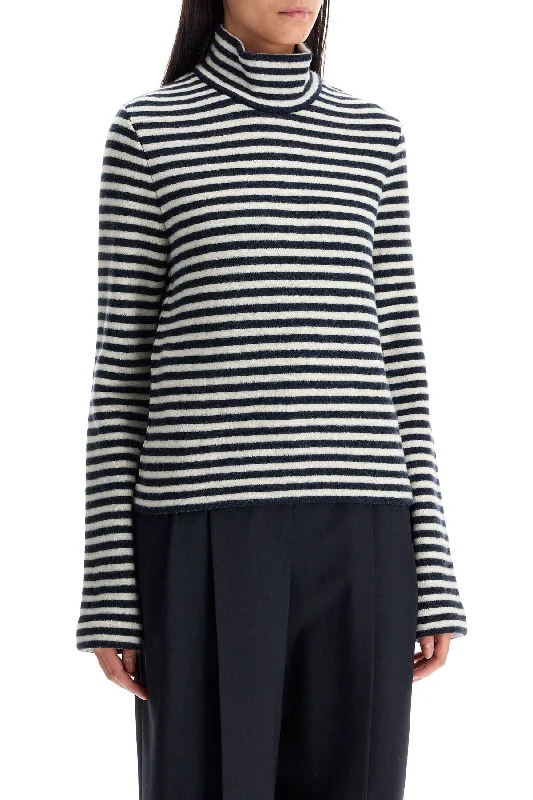 Jil Sander Striped Boiled Wool Knit Pullover Sweater Tough Women's Military - inspired