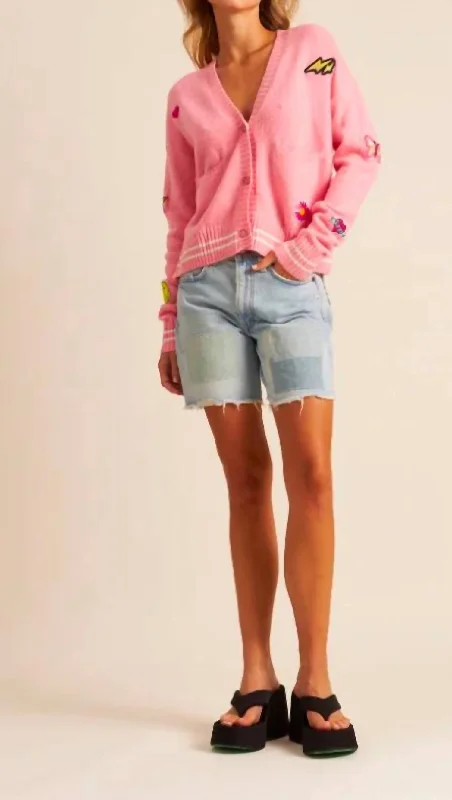 Riley Cardigan In Peony Patchwork Traditional Women's Wool