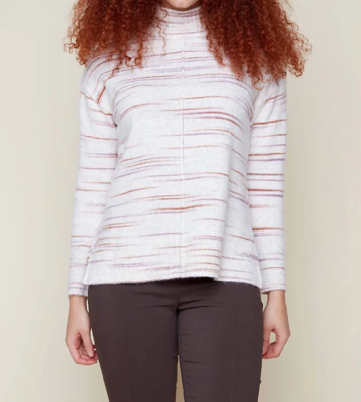 Tan Combo Mock Neck Sweater Trendy Women's 