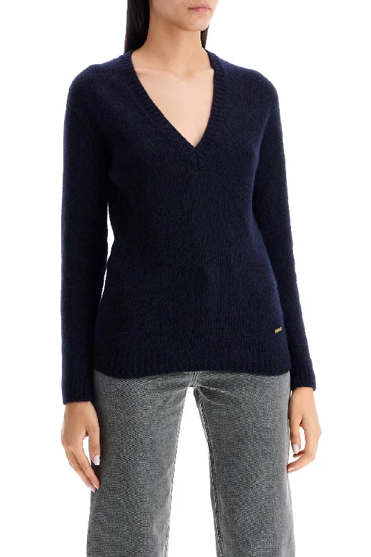 Tom Ford Regular Fit V-Neck Pullover Sweater. Sleek Women's Metallic