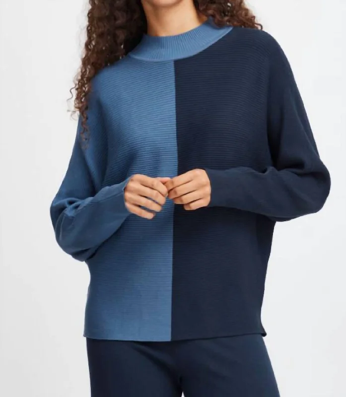 Morla Rib Bat Sweater In Blue Horizon Mix Sporty Women's Tennis