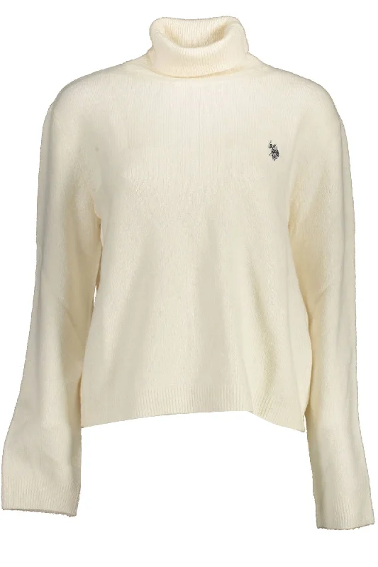U.S. POLO ASSN. Elegant Turtleneck Sweater with Embroide Women's Logo Geometric