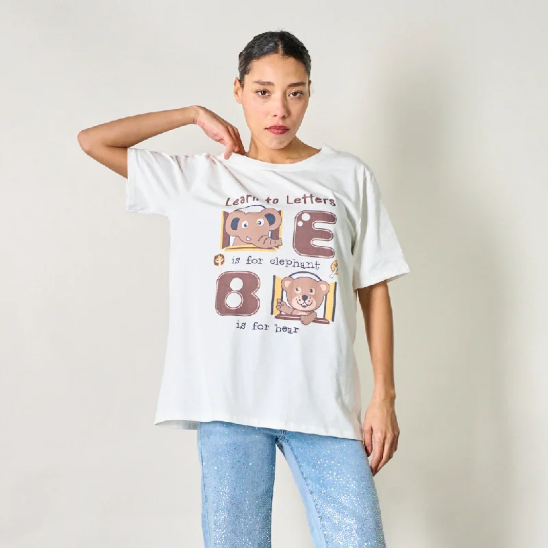 Alphabet animal graphic tee wholesale Unique Women's Upcycled