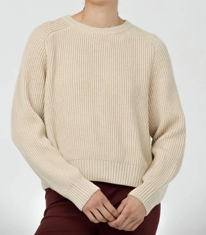Avery Crew Neck Sweater In Beige Relaxed Women's Beachy