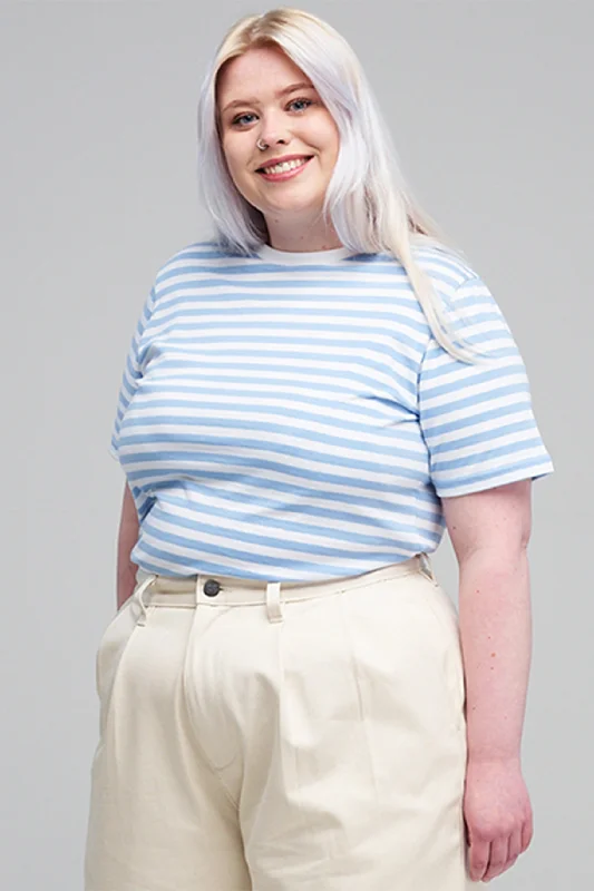 Women's Short Sleeve Striped T Shirt Sky - Blue/White Casual Women's Loose - fitting