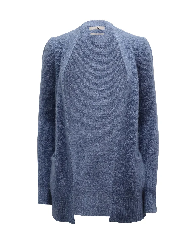 CO Open Cardigan in Blue Cashmere Monochromatic Office Style