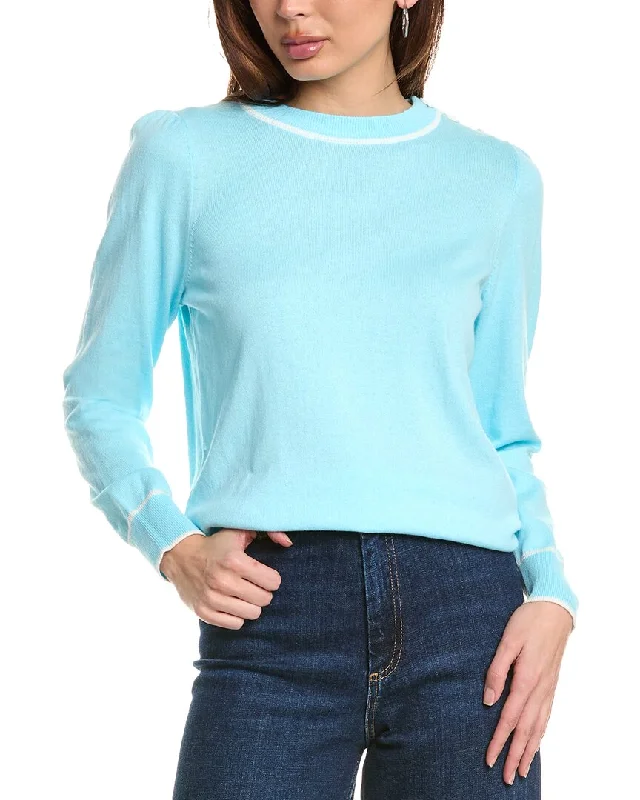 Hannah Rose Button Shoulder Cashmere-Blend Sweater British Gentlewoman Style