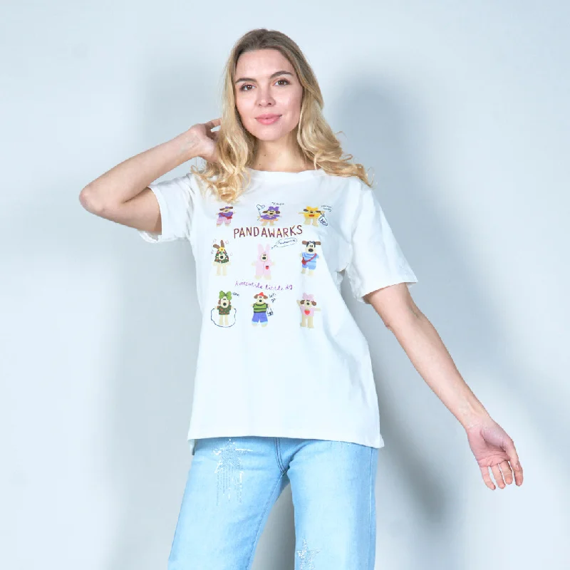 Playful panda-themed graphic tee wholesale French