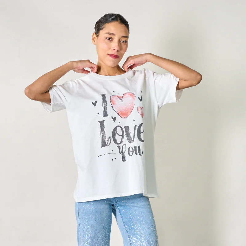 Romantic "I love you" graphic t-shirt wholesale Athletic Women's 