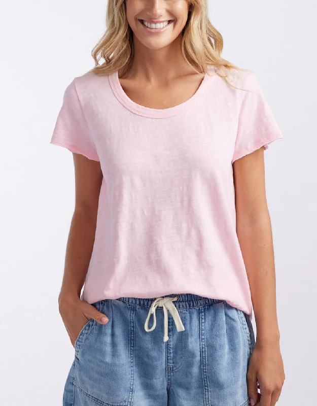 Summer Round Neck Tee - Coral Pink Casual Women's Japanese 