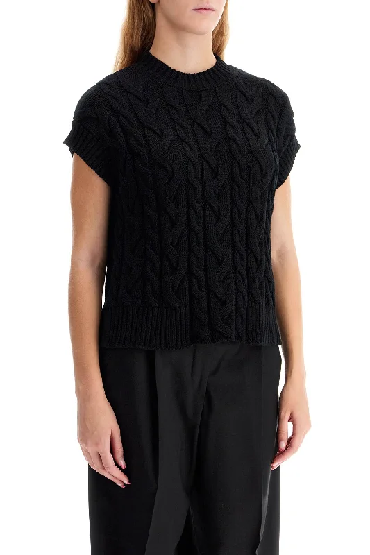 S Max Mara Cotton Cable Knit Vest With Braided Design Bohemian Women's Free