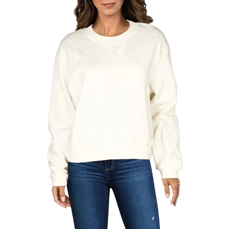 Womens Crewneck Embroidered Pullover Sweater Athletic Women's High - 