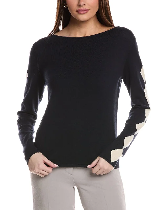 St. John Intarsia Knit Sweater Casual Women's Japanese 