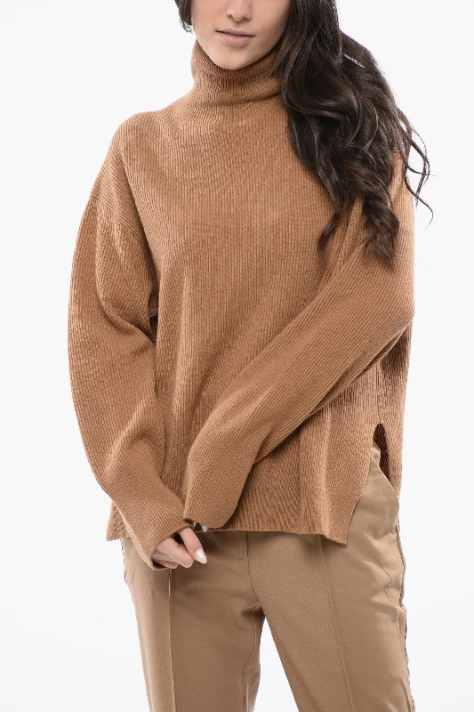 Nanushka Ribbed Merinos Wool Blend Arya Turtleneck Sweater Traditional Women's 
