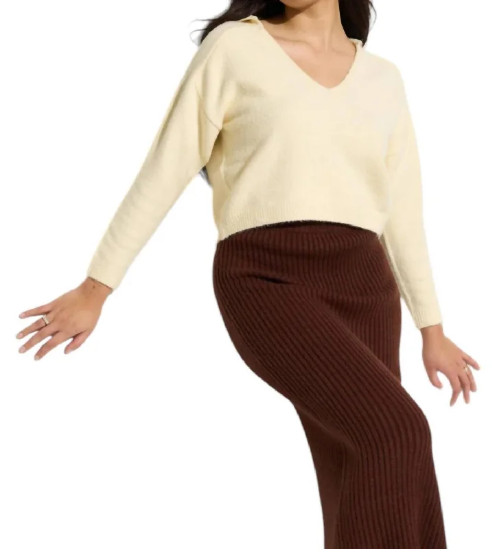 Camille Knit Pullover Sweater In Cream Classic Women's Tweed