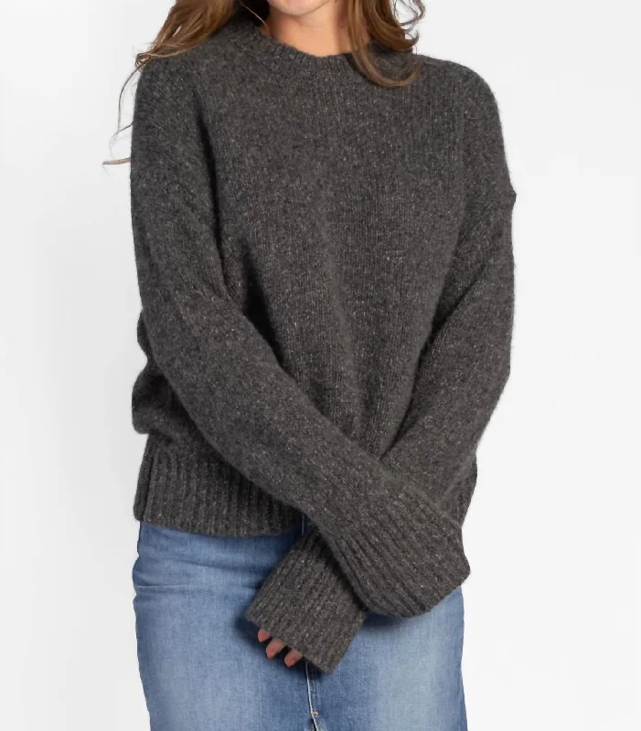 Donegal Easy Crewneck Sweater In Speckled Charcoal Confident Women's High - fashion