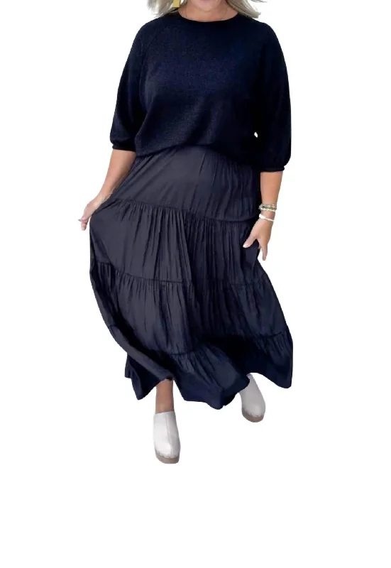 Starry Night Raglan Sleeve Top In Black Earthy Women's 