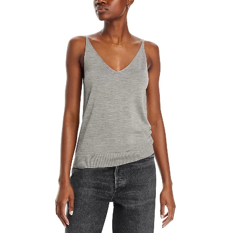 Womens Silk Double V Tank Top Sweater Classic Women's Pin - striped