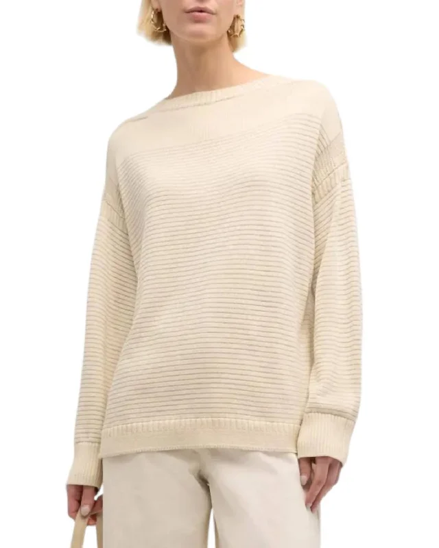 Chain-Embellished Knit Sweater In Pebble Disco