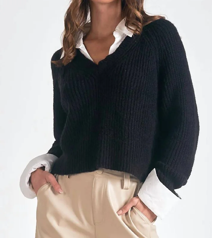 Kasha Sweater In Black Monochromatic Office Style