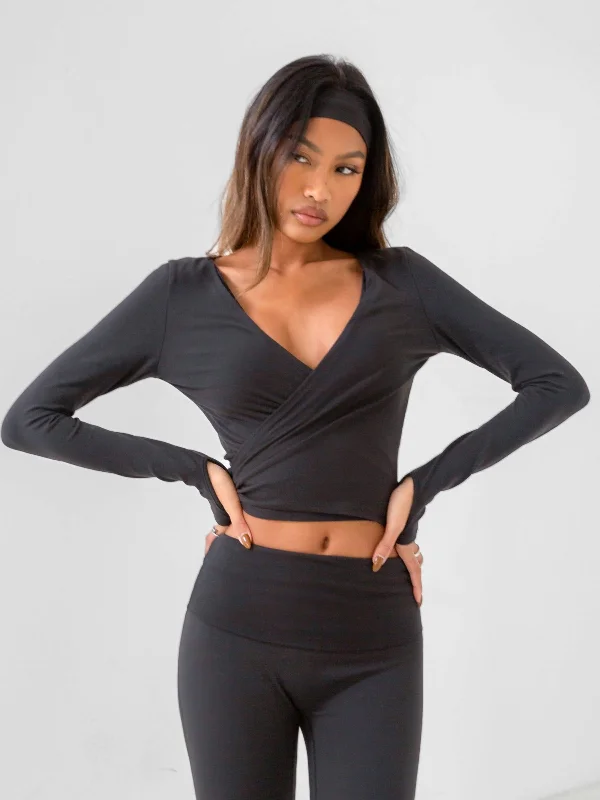 Reform Wrap Top - Black Feminine Women's Soft 