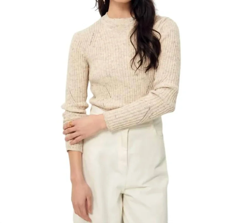 Cotton And Wool Sweater In Whistone Refined Women's Classic 