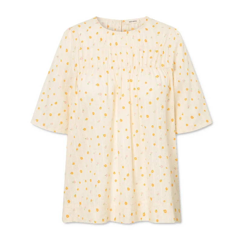 Atticus Top, Orange Flowers Bold Women's Statement