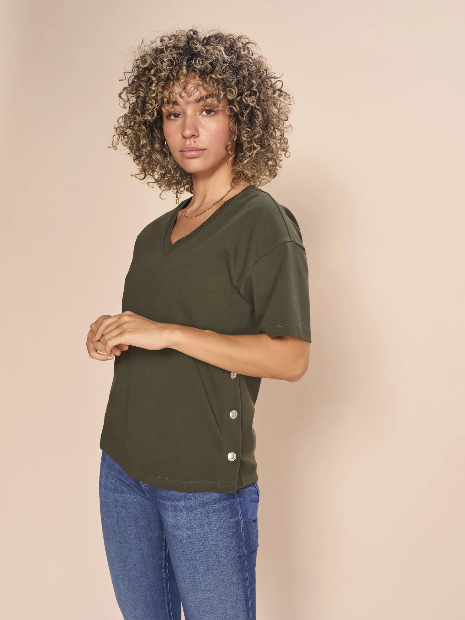 Mos Mosh Forest Night Sacha V-SS Tee Casual Women's Japanese 